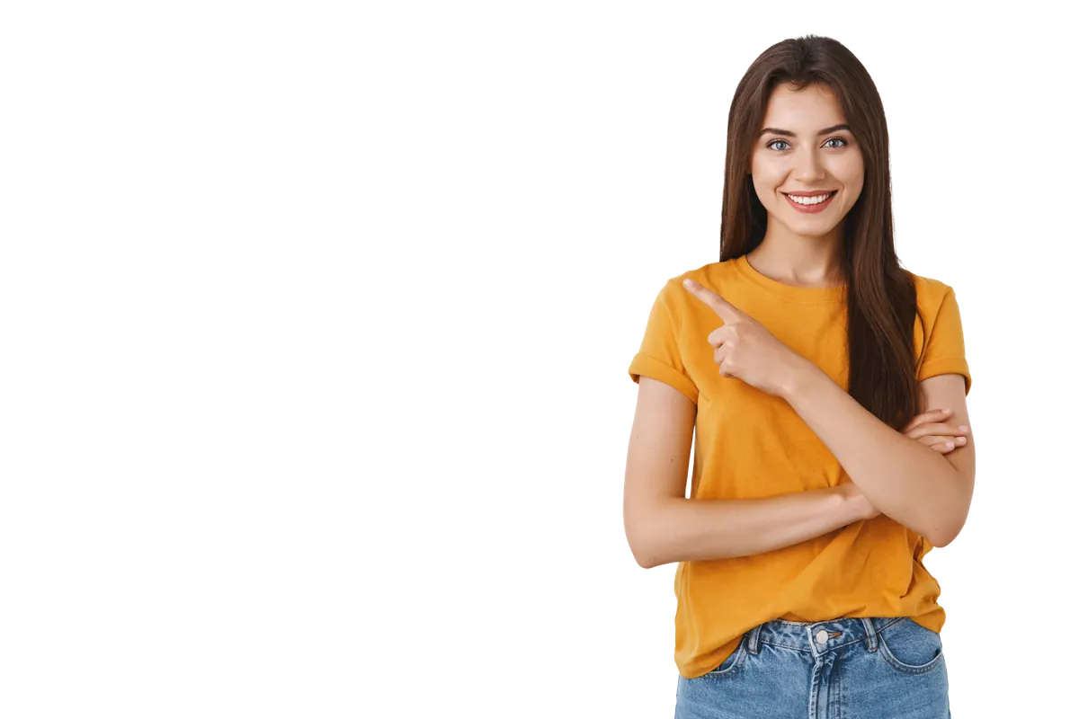 Student pointing toward the admission enquiry information